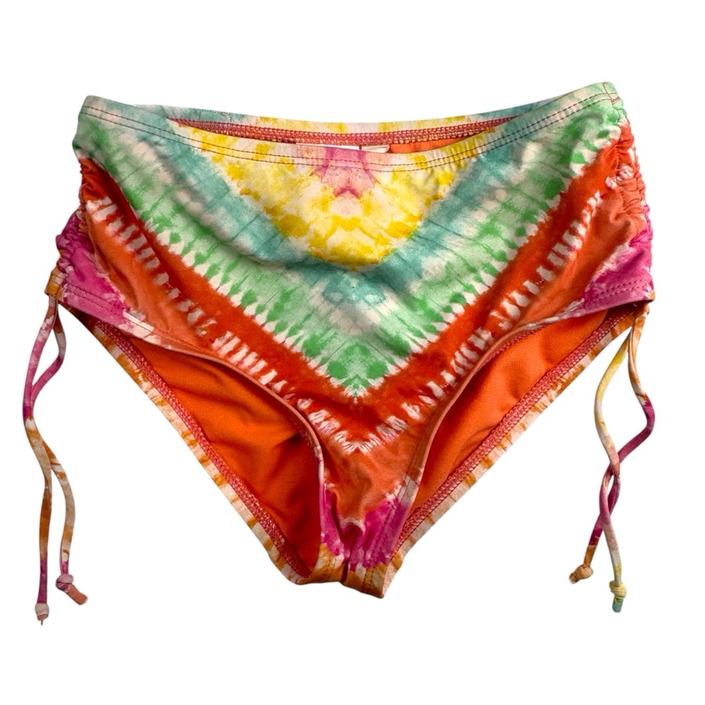 Hobie Girls Rainbow Tie-Dye Bikini Set High waisted Size 10 Super Cute! - Picture 3 of 8